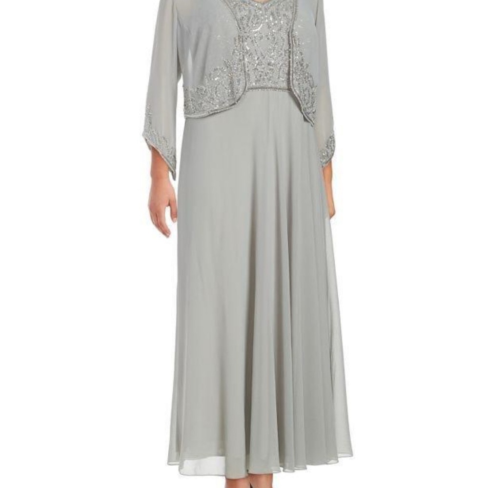 Elegant Gray Embellished Dress